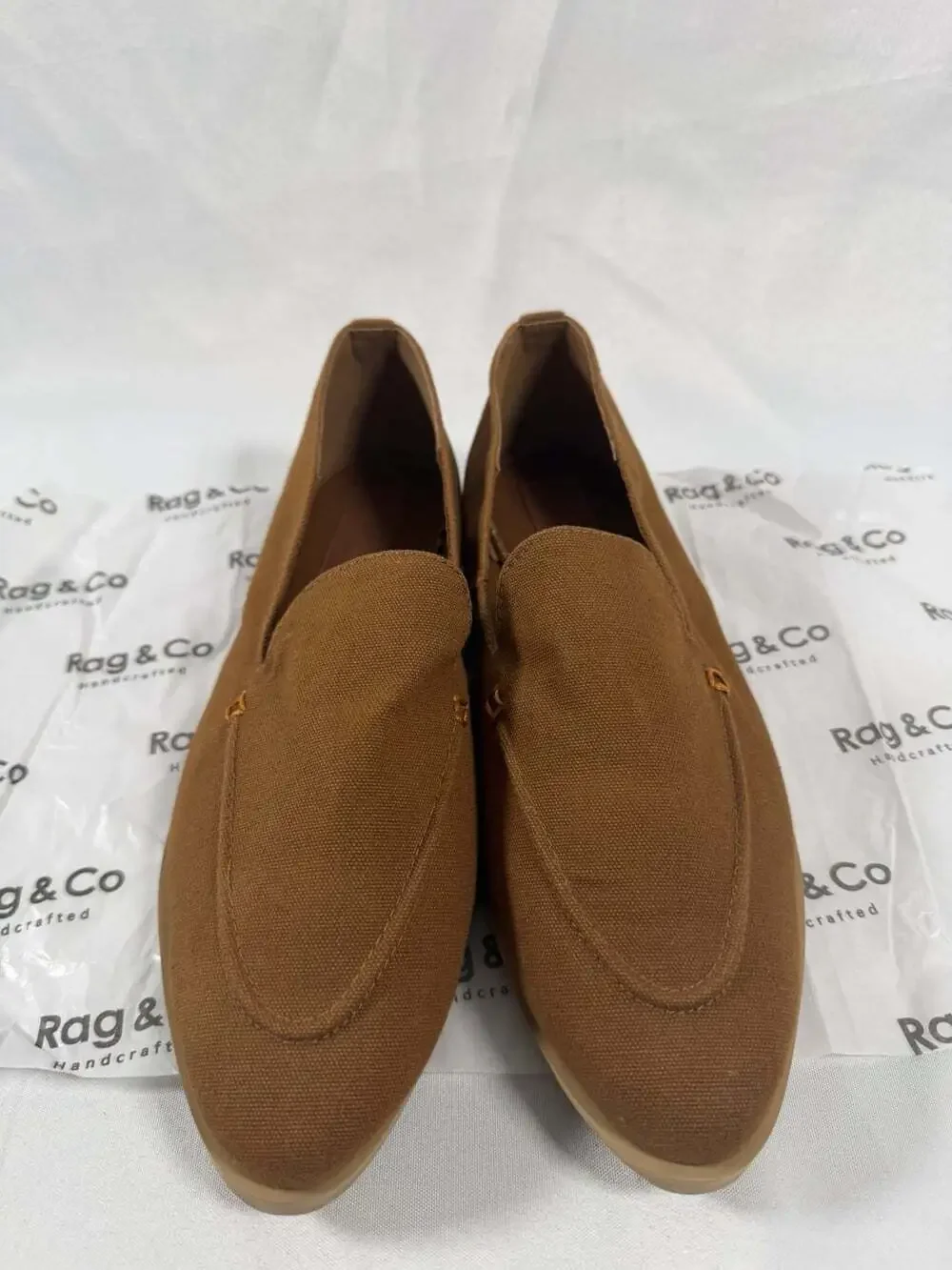 Rag & Co Bougie Tan Organic Canvas Loafers Size 9 NEW